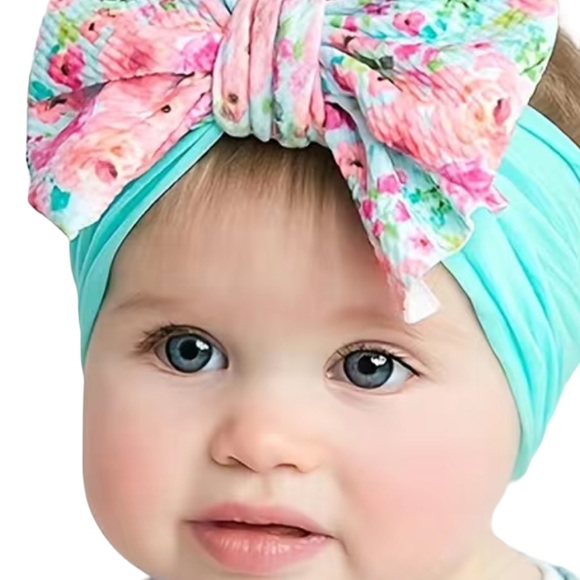 Nylon Purple and Pink Child Headband with Bow - Picture 3 of 4